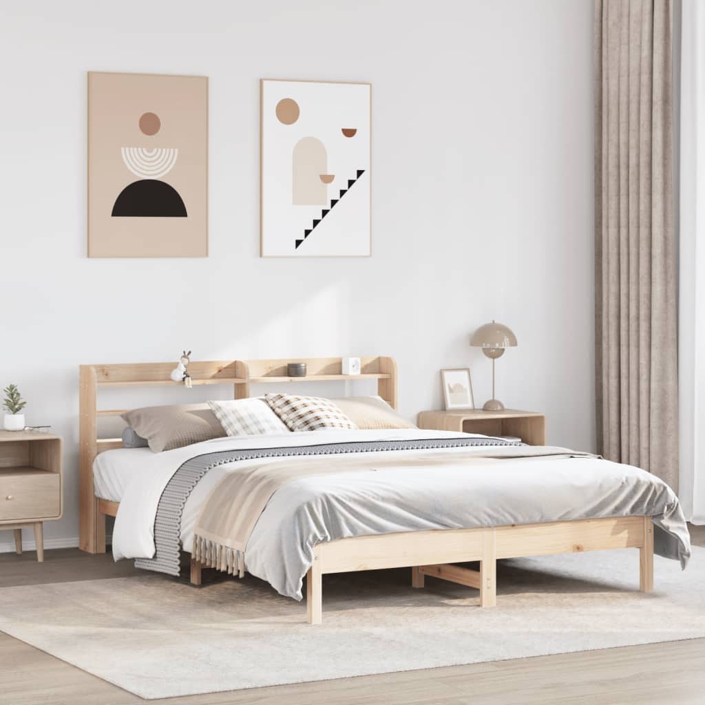 sengeramme uden madras 135x190 cm massivt fyrretræ hvid