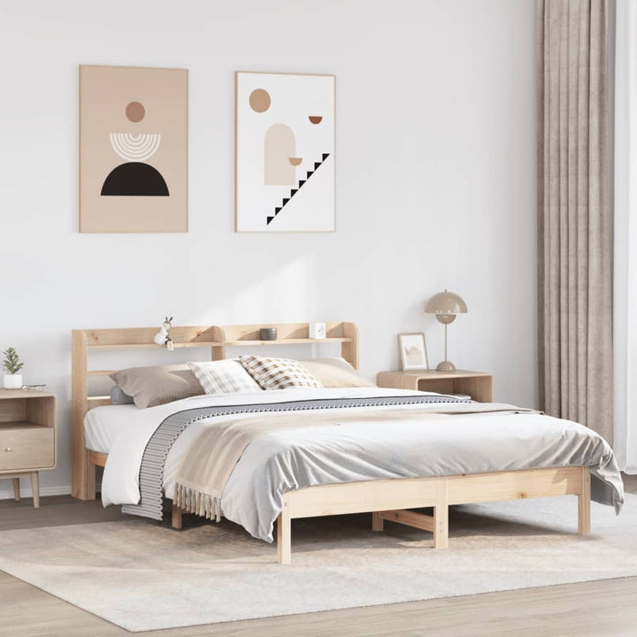 sengeramme uden madras 135x190 cm massivt fyrretræ hvid