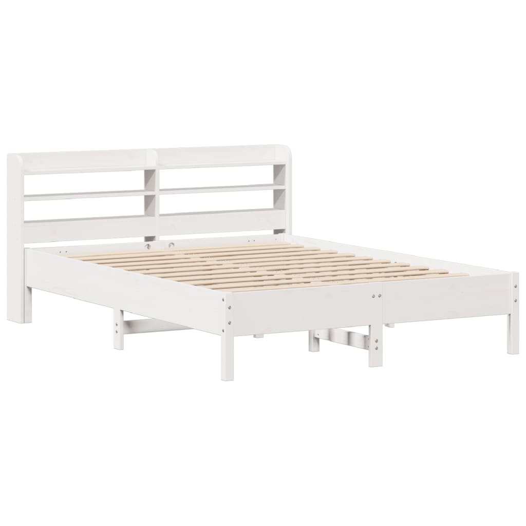 sengeramme uden madras 135x190 cm massivt fyrretræ hvid