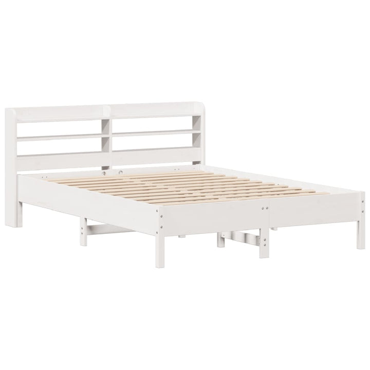 sengeramme uden madras 135x190 cm massivt fyrretræ hvid