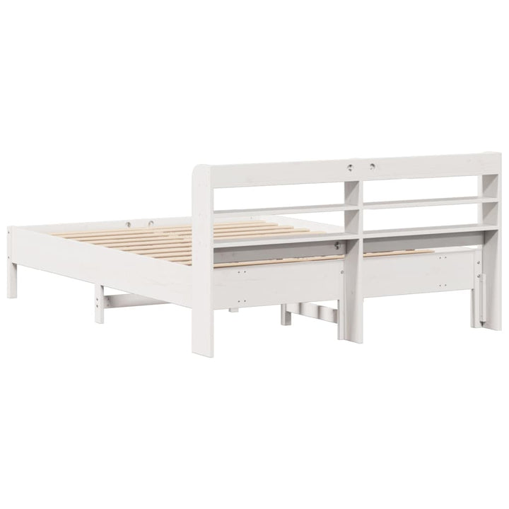 sengeramme uden madras 135x190 cm massivt fyrretræ hvid