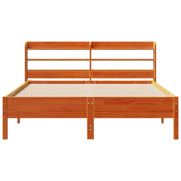 sengeramme uden madras 135x190 cm massivt fyrretræ brun