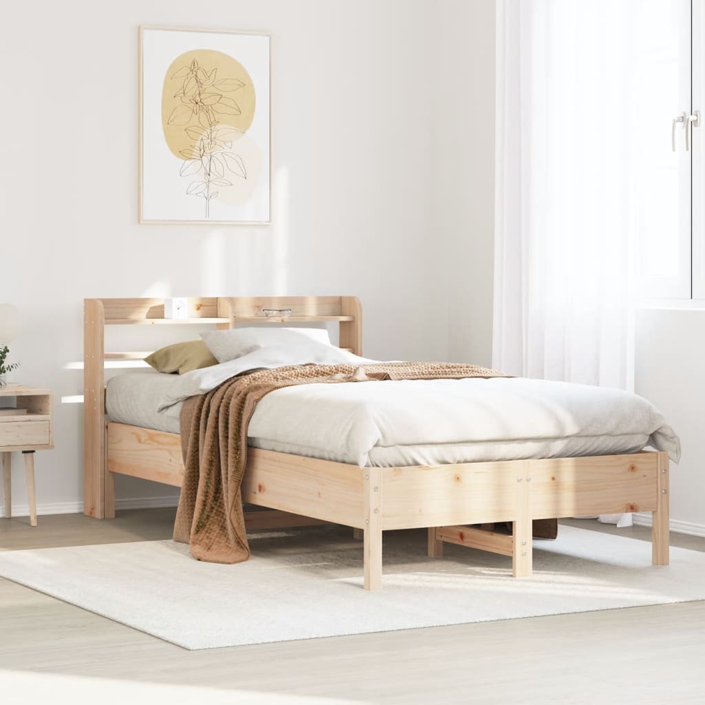 sengeramme uden madras 75x190 cm massivt fyrretræ