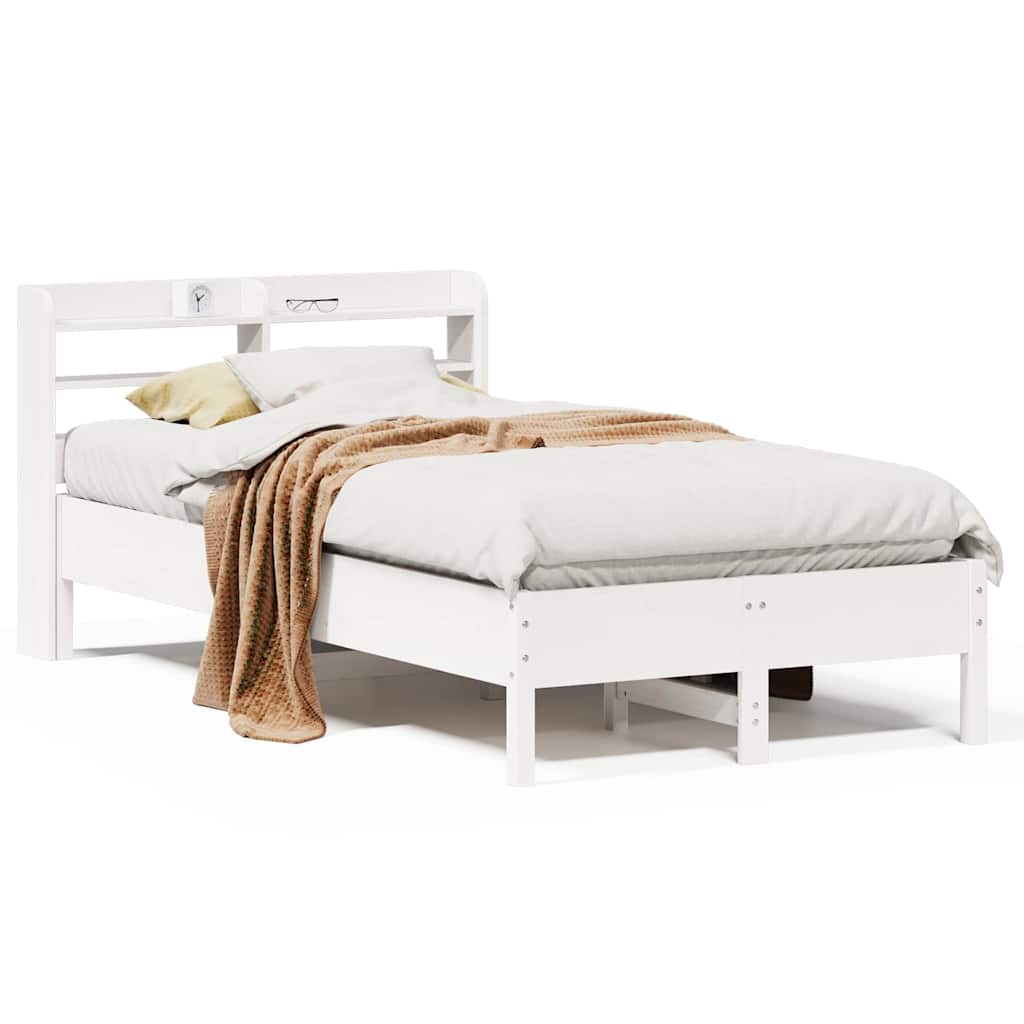sengeramme uden madras 75x190 cm massivt fyrretræ hvid