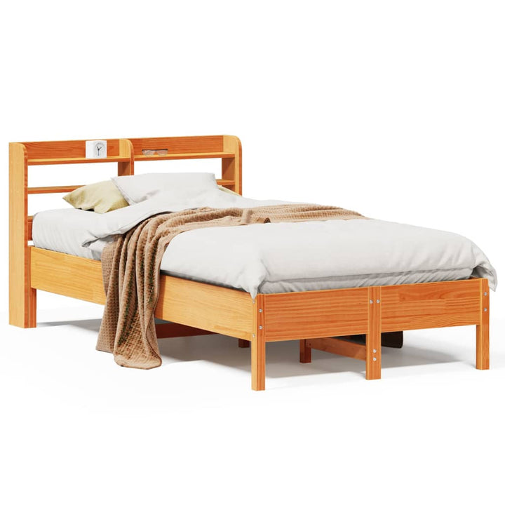 sengeramme uden madras 75x190 cm massivt fyrretræ gyldenbrun