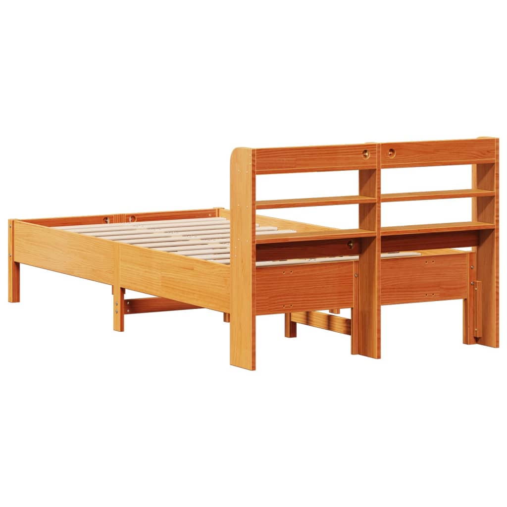 sengeramme uden madras 75x190 cm massivt fyrretræ gyldenbrun