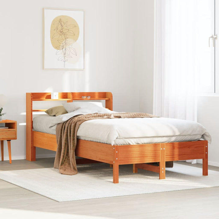 sengeramme uden madras 75x190 cm massivt fyrretræ gyldenbrun