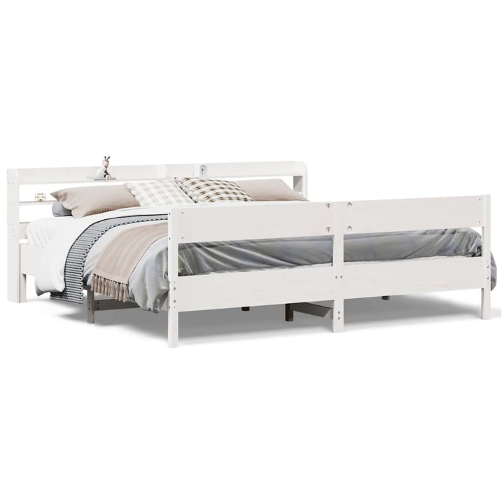 sengeramme uden madras 200x200 cm massivt fyrretræ hvid