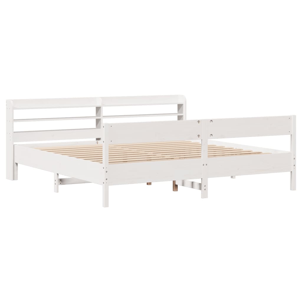 sengeramme uden madras 200x200 cm massivt fyrretræ hvid