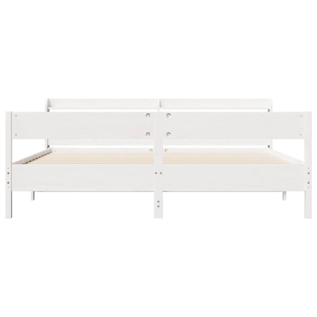 sengeramme uden madras 200x200 cm massivt fyrretræ hvid