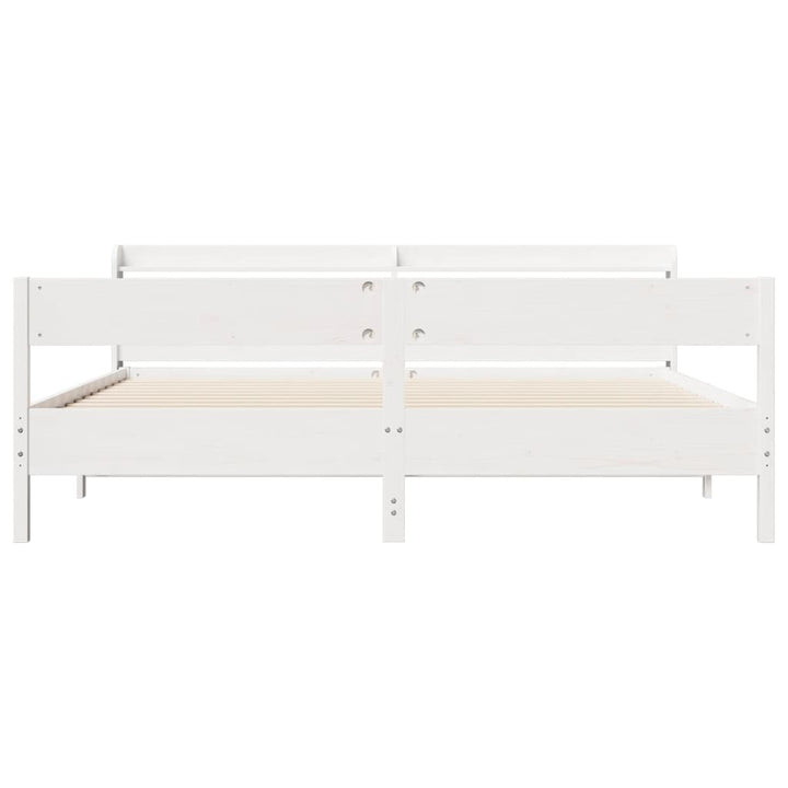 sengeramme uden madras 200x200 cm massivt fyrretræ hvid