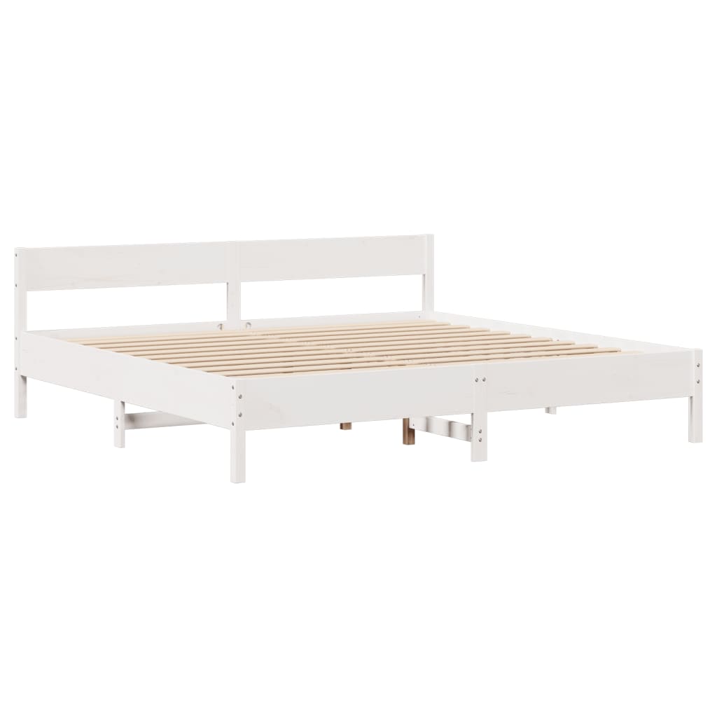 sengeramme uden madras 200x200 cm massivt fyrretræ hvid