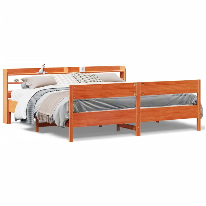 sengeramme uden madras 200x200 cm massivt fyrretræ gyldenbrun