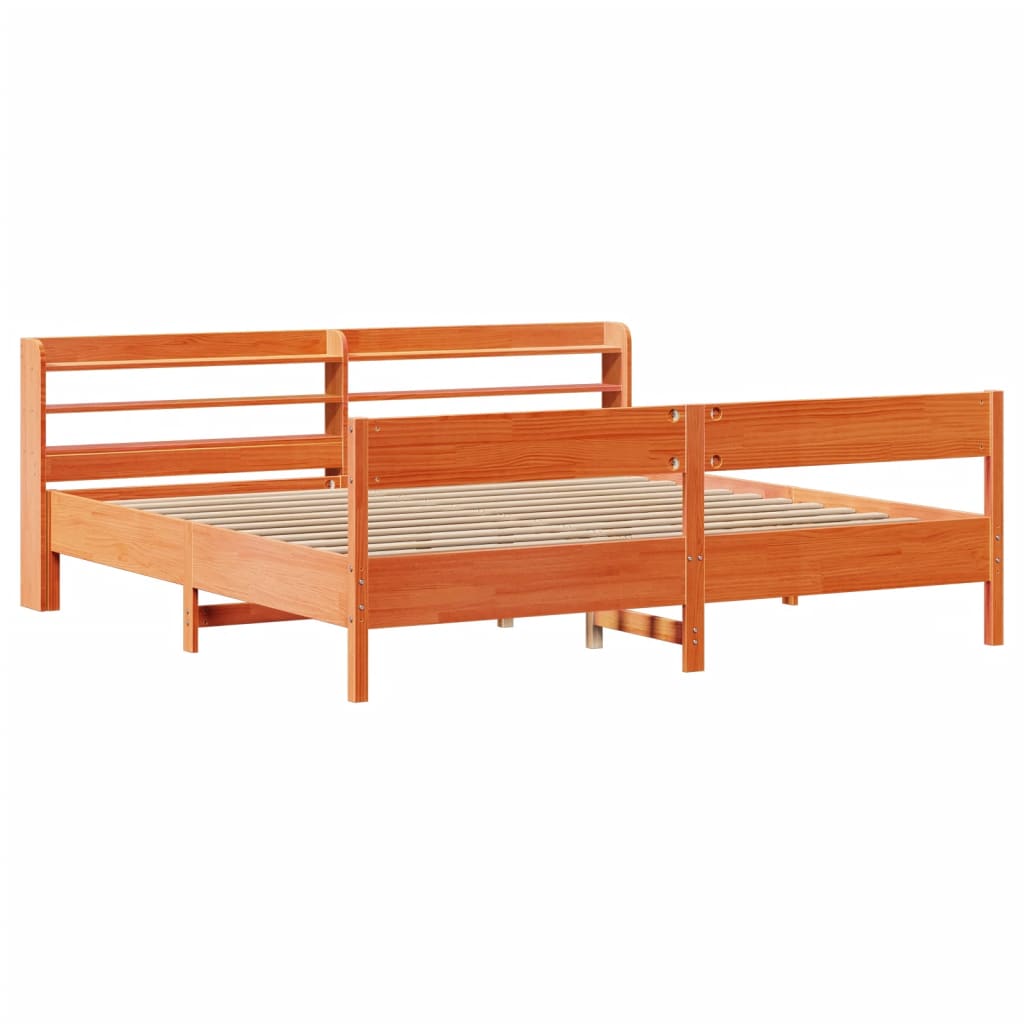 sengeramme uden madras 200x200 cm massivt fyrretræ gyldenbrun