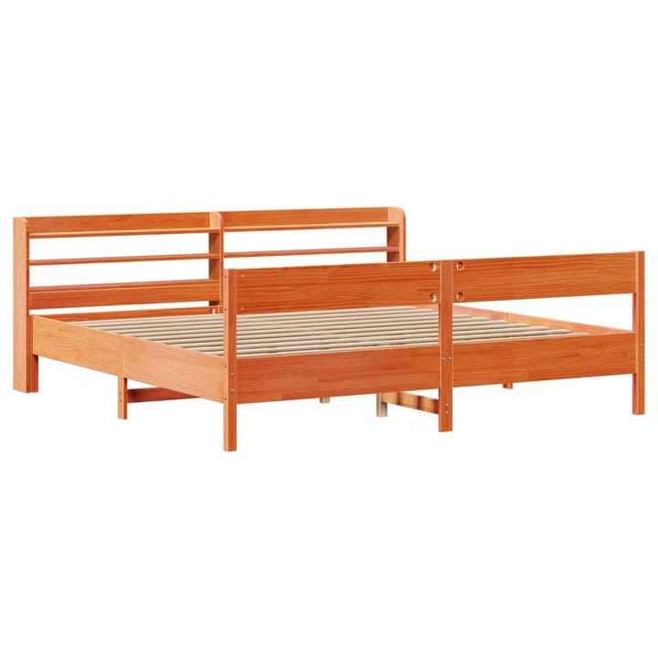 sengeramme uden madras 200x200 cm massivt fyrretræ gyldenbrun