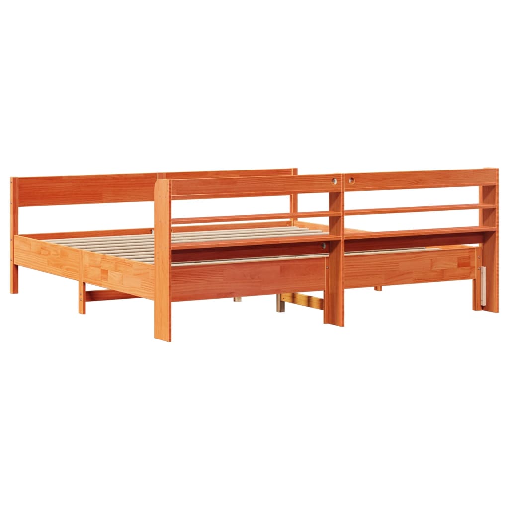 sengeramme uden madras 200x200 cm massivt fyrretræ gyldenbrun