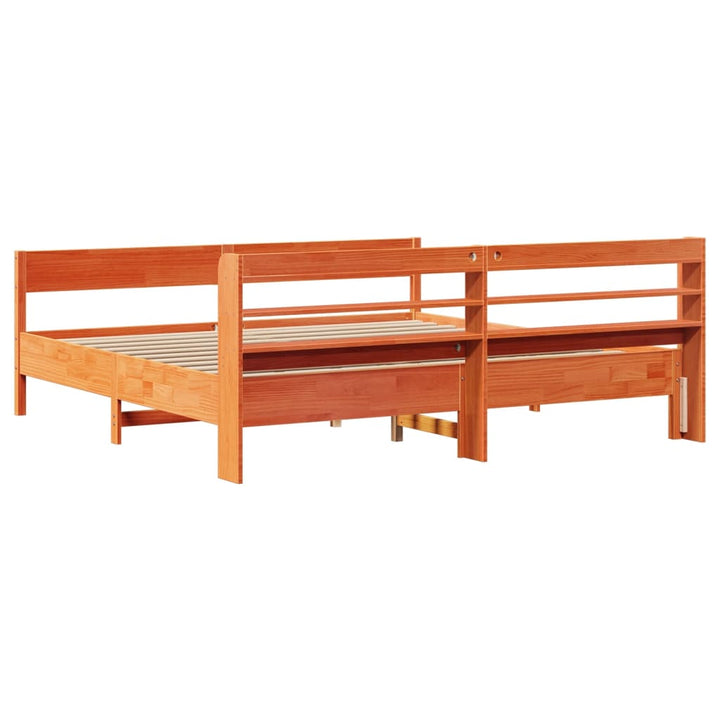 sengeramme uden madras 200x200 cm massivt fyrretræ gyldenbrun