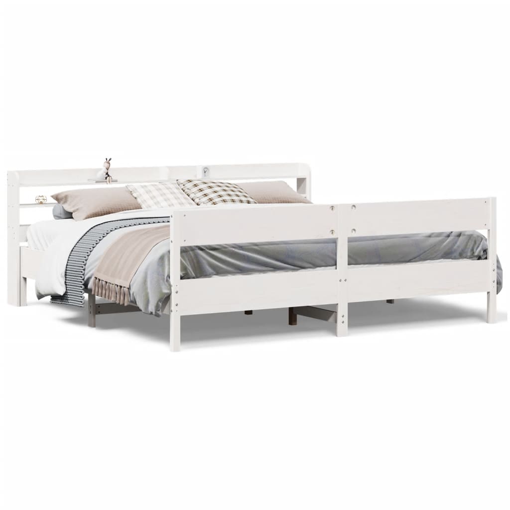 sengeramme uden madras 180x200 cm massivt fyrretræ hvid
