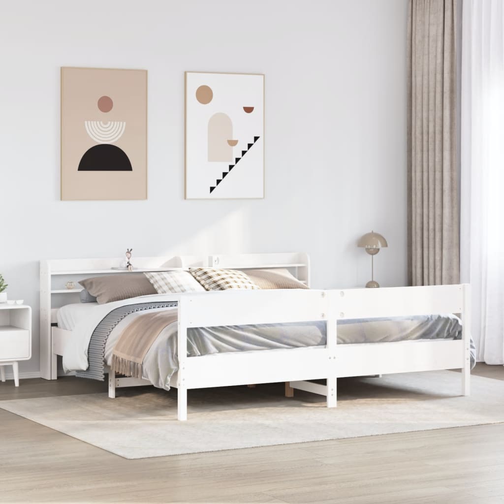 sengeramme uden madras 180x200 cm massivt fyrretræ hvid
