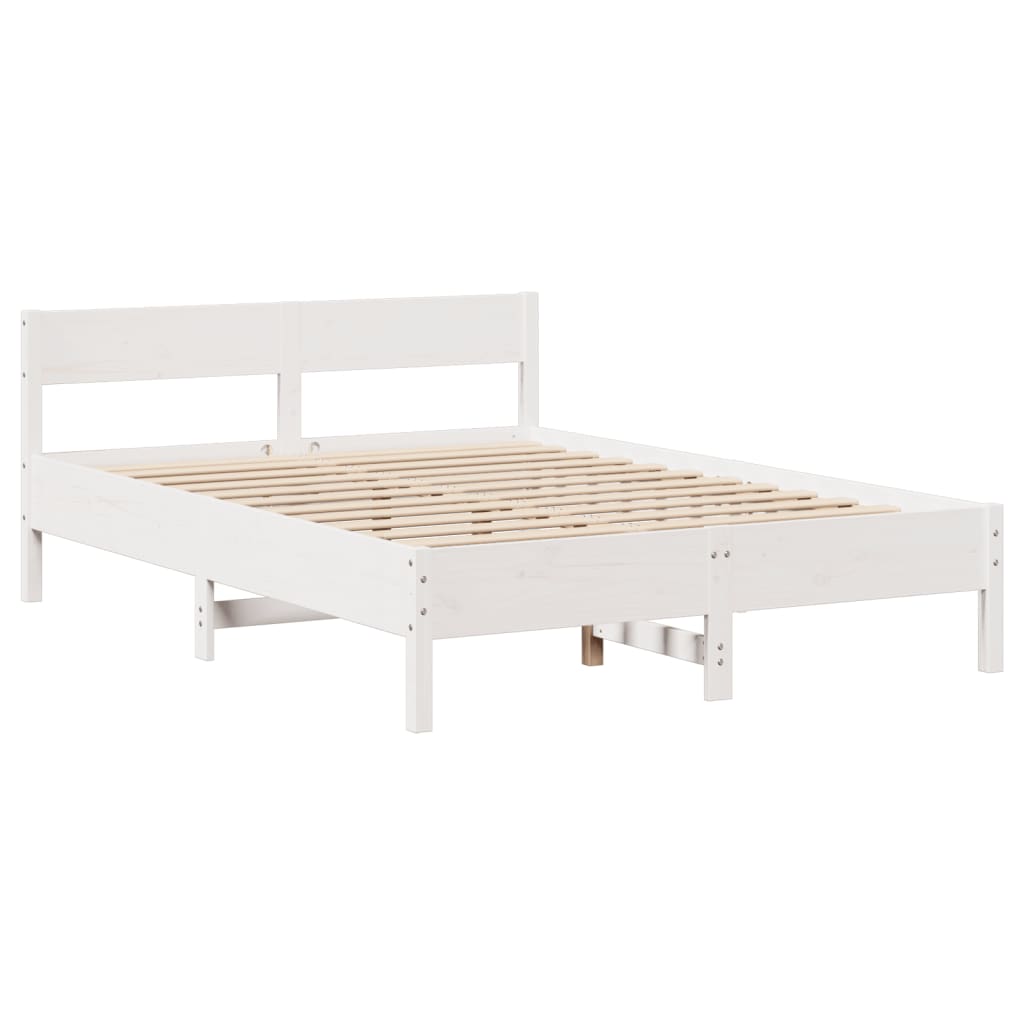 sengeramme uden madras 160x200 cm massivt fyrretræ hvid