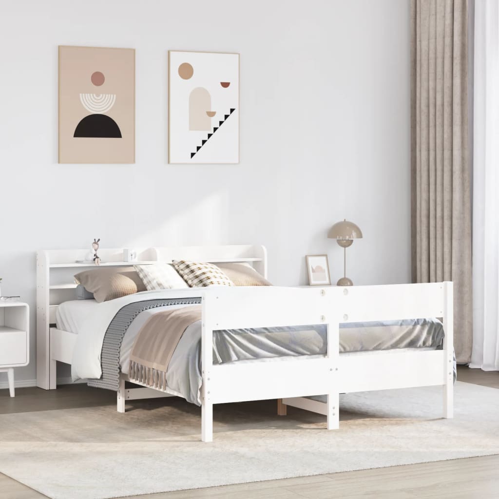 sengeramme uden madras 160x200 cm massivt fyrretræ hvid