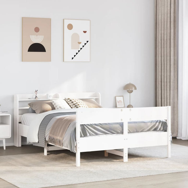 sengeramme uden madras 160x200 cm massivt fyrretræ hvid