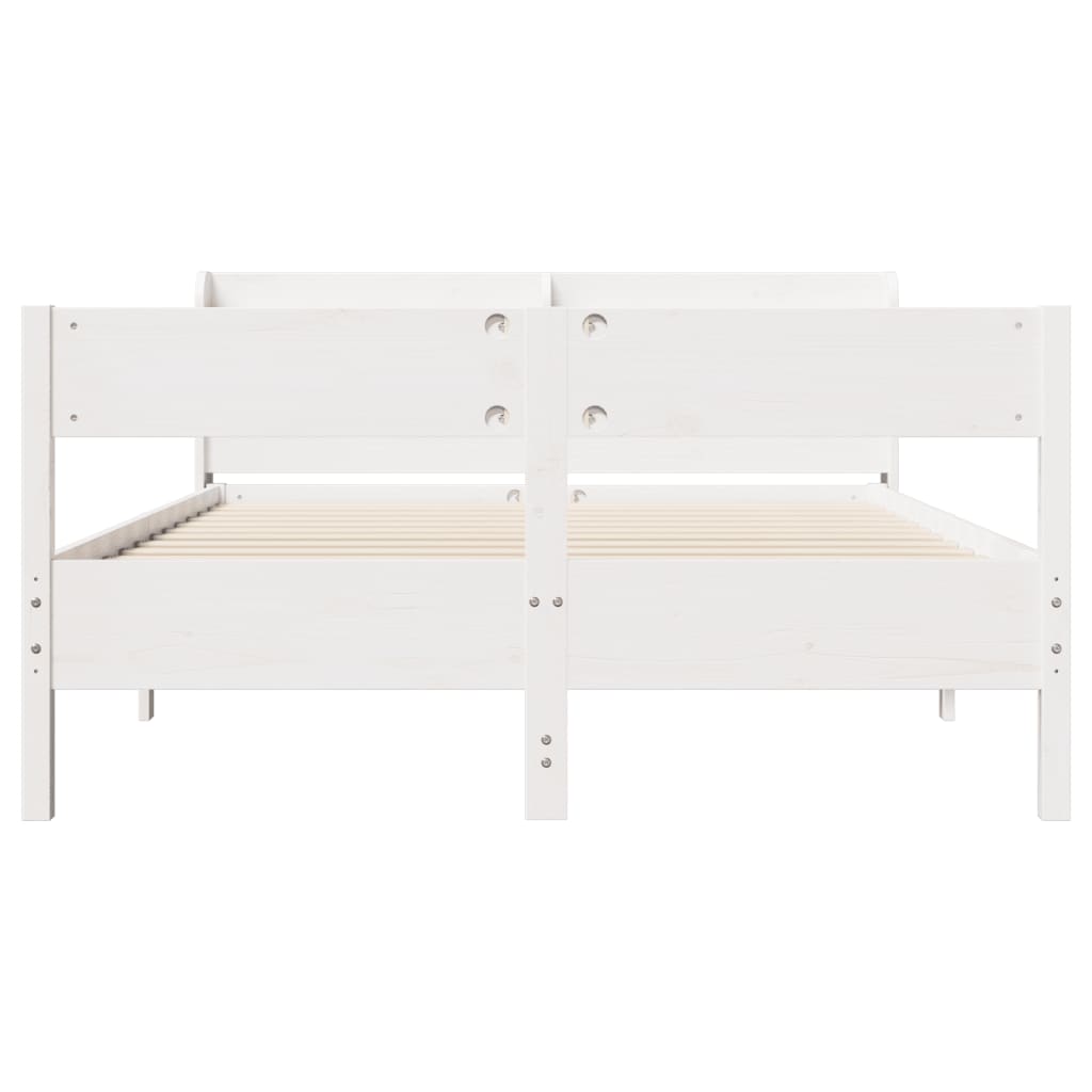 sengeramme uden madras 150x200 cm massivt fyrretræ hvid