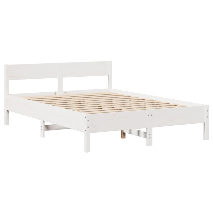 sengeramme uden madras 150x200 cm massivt fyrretræ hvid