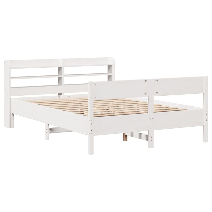 sengeramme uden madras 140x200 cm massivt fyrretræ hvid