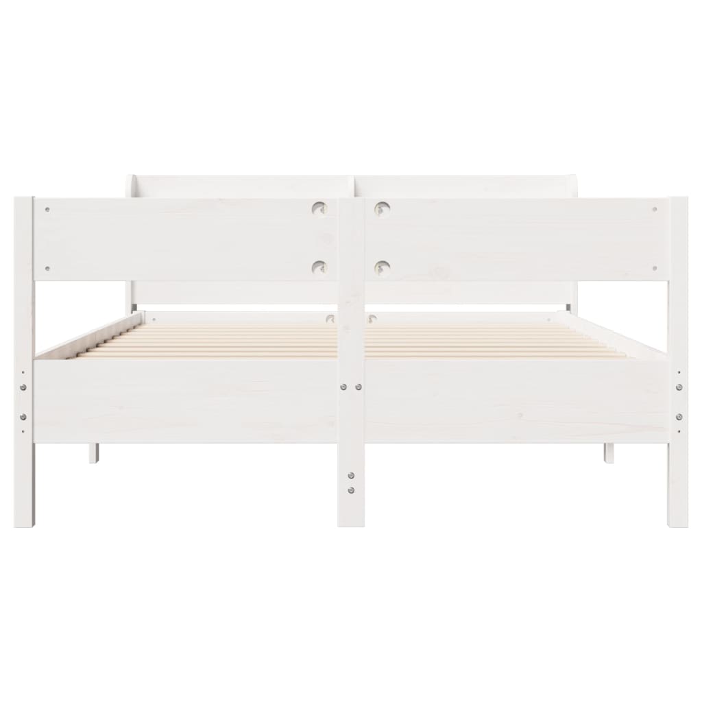 sengeramme uden madras 140x200 cm massivt fyrretræ hvid