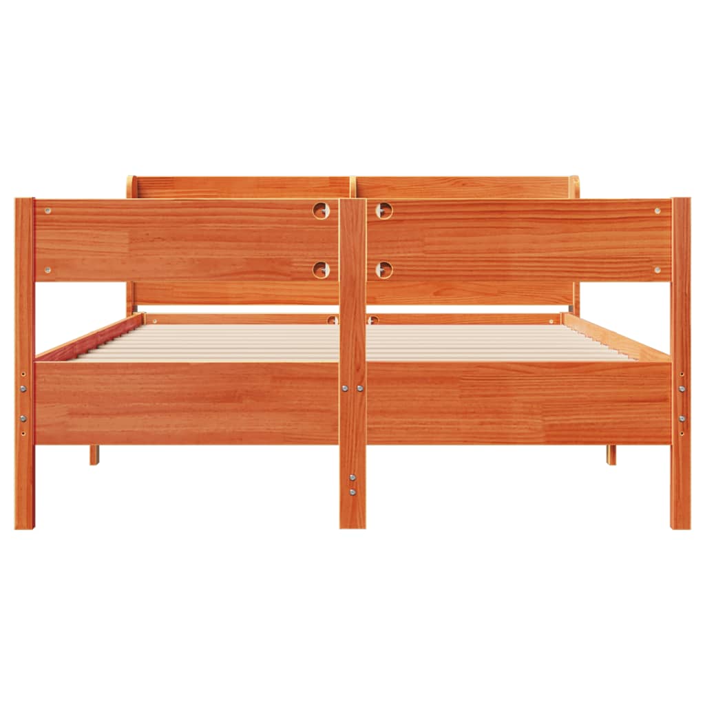 sengeramme uden madras 140x200 cm massivt fyr gyldenbrun
