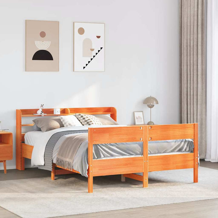 sengeramme uden madras 120x200 cm massivt fyrretræ gyldenbrun