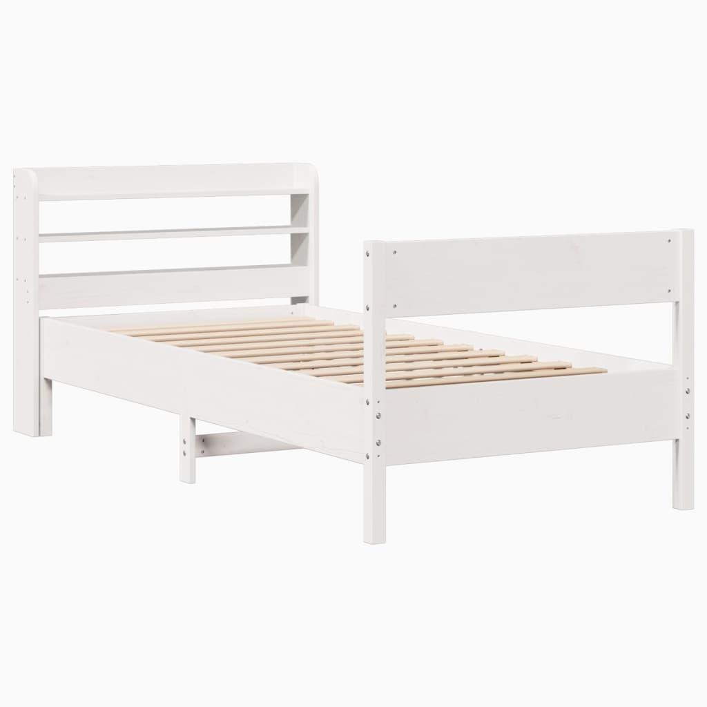 sengeramme uden madras 100x200 cm massivt fyrretræ hvid