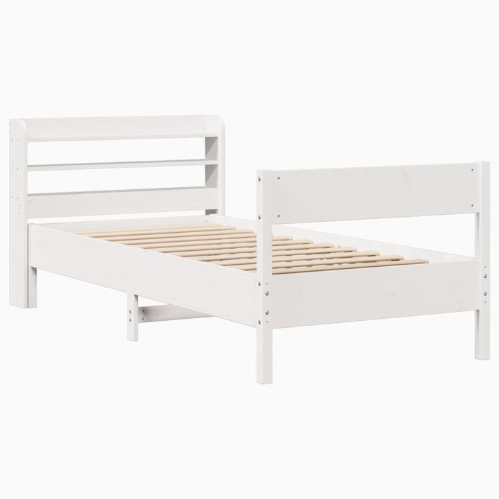 sengeramme uden madras 100x200 cm massivt fyrretræ hvid