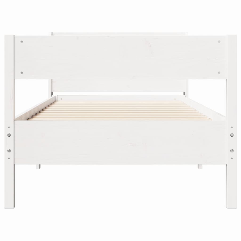 sengeramme uden madras 100x200 cm massivt fyrretræ hvid