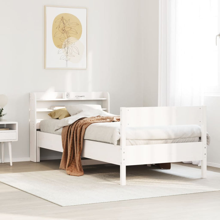 sengeramme uden madras 100x200 cm massivt fyrretræ hvid