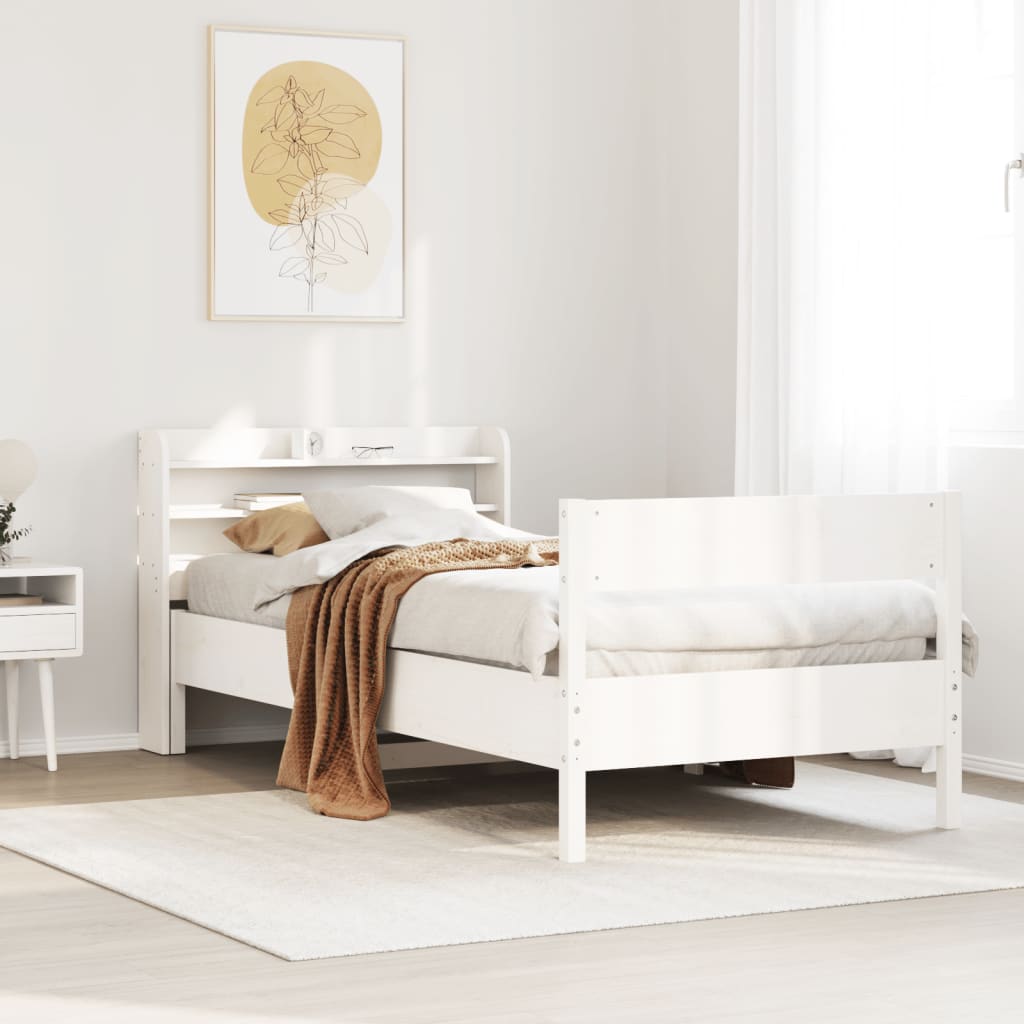 sengeramme uden madras 90x200 cm massivt fyrretræ hvid