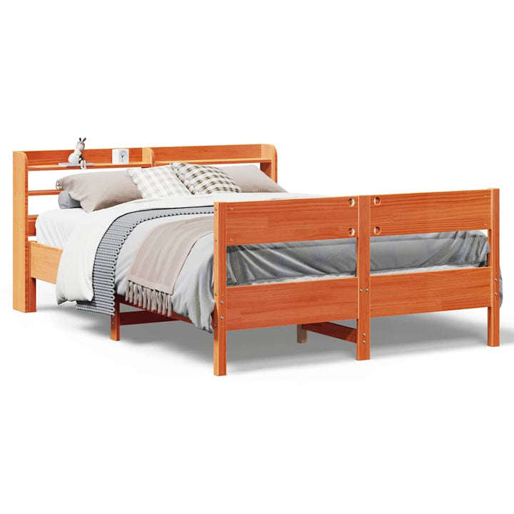 sengeramme uden madras 140x190 cm massivt fyrretræ gyldenbrun