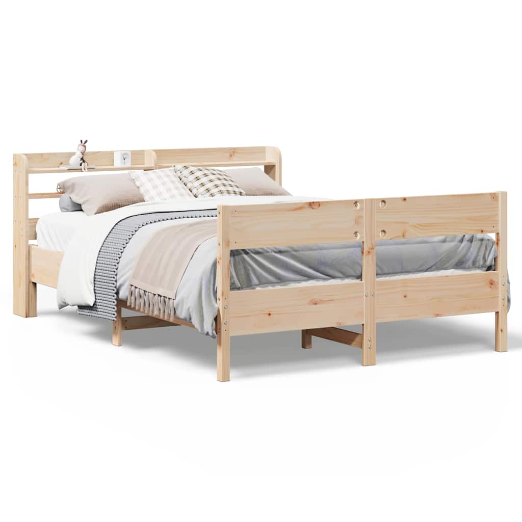 sengeramme uden madras 135x190 cm massivt fyrretræ hvid