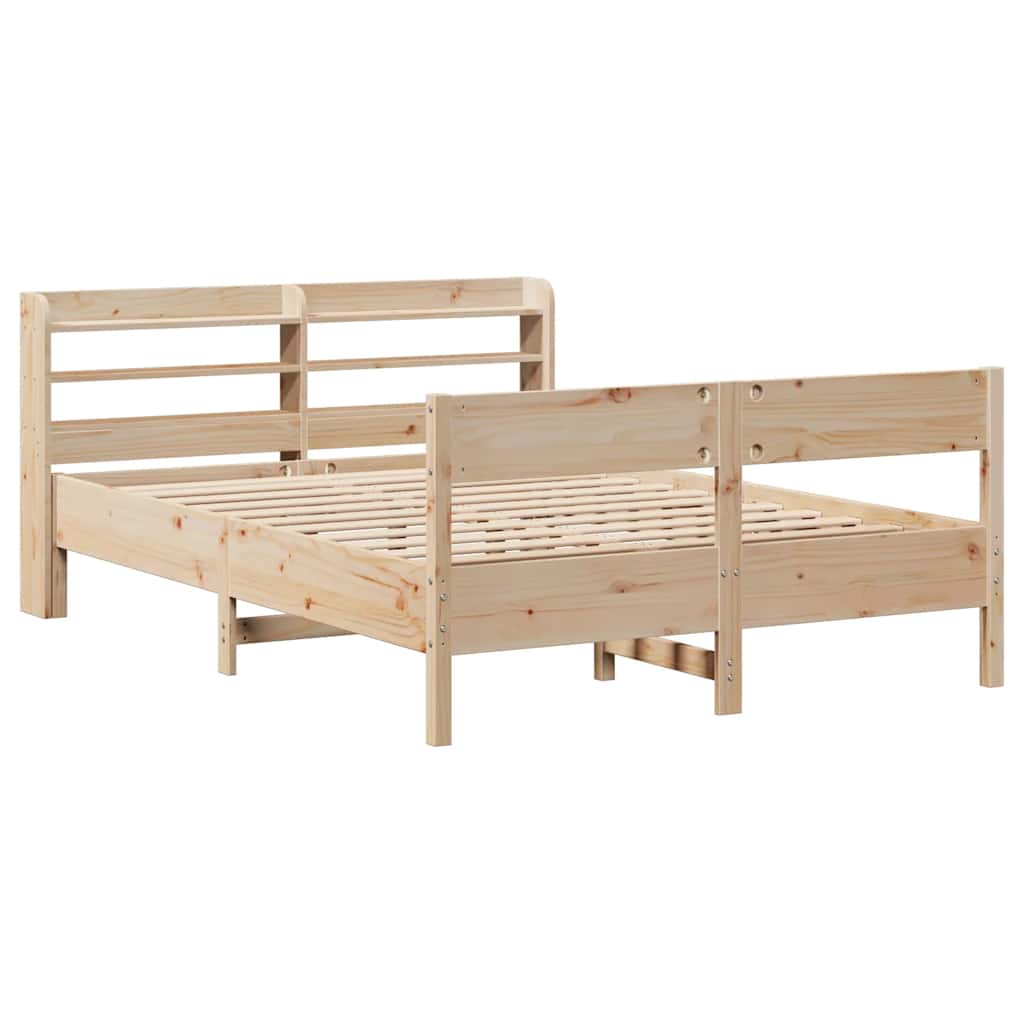 sengeramme uden madras 135x190 cm massivt fyrretræ hvid
