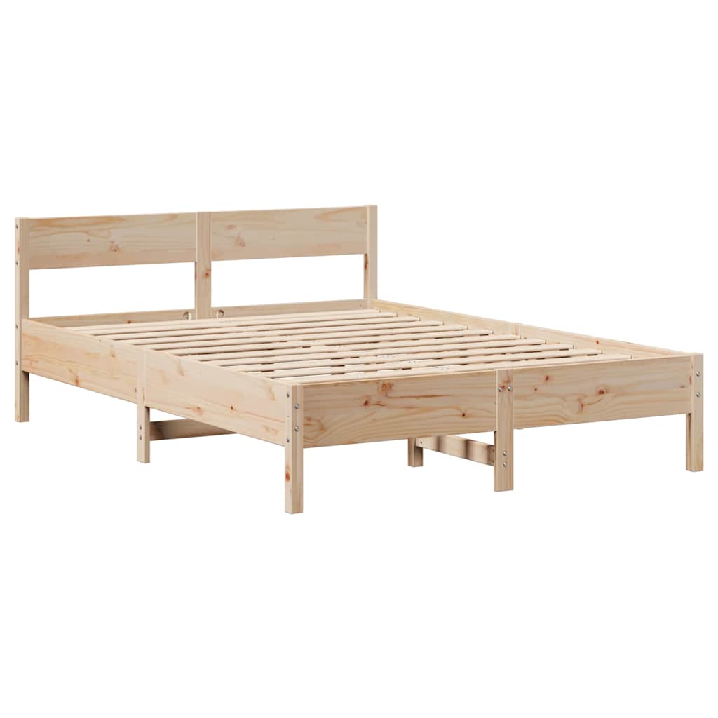 sengeramme uden madras 135x190 cm massivt fyrretræ hvid