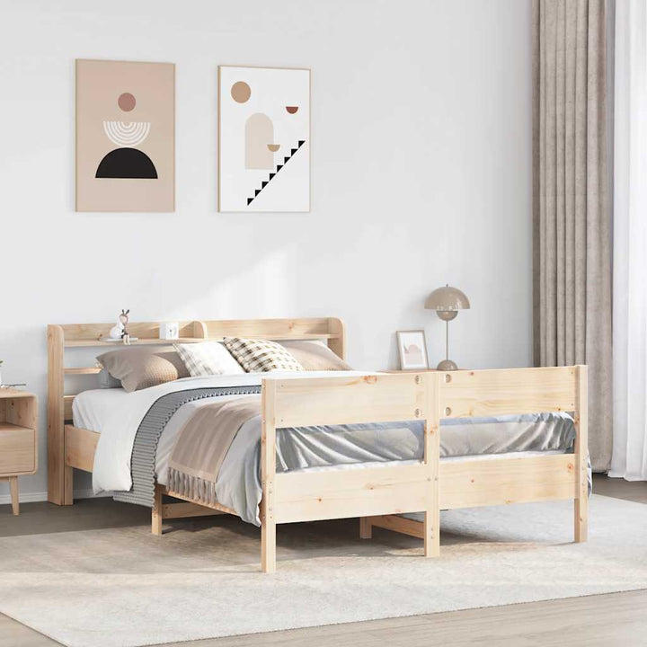 sengeramme uden madras 135x190 cm massivt fyrretræ hvid