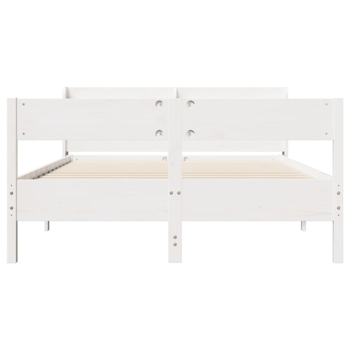 sengeramme uden madras 135x190 cm massivt fyrretræ hvid
