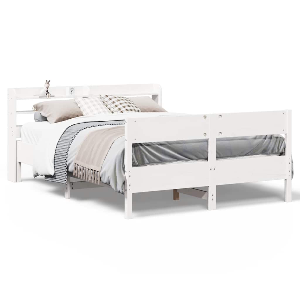 sengeramme uden madras 120x190 cm massivt fyrretræ hvid