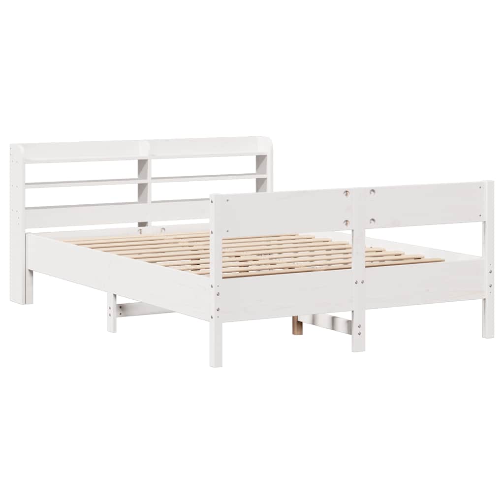 sengeramme uden madras 120x190 cm massivt fyrretræ hvid