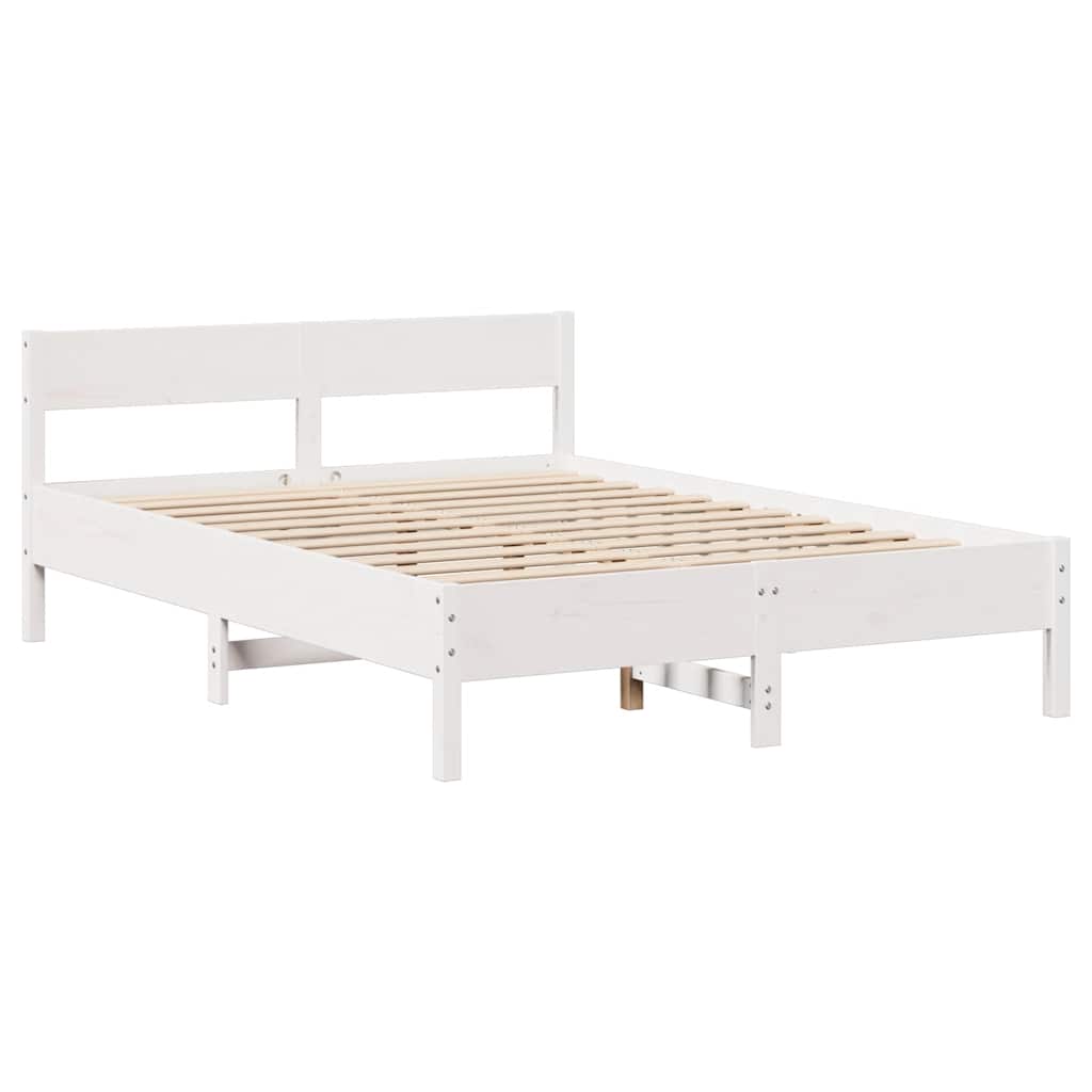 sengeramme uden madras 120x190 cm massivt fyrretræ hvid