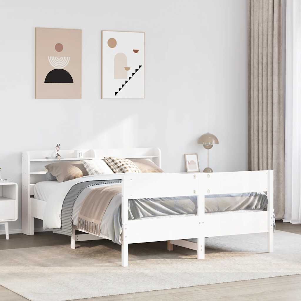 sengeramme uden madras 120x190 cm massivt fyrretræ hvid