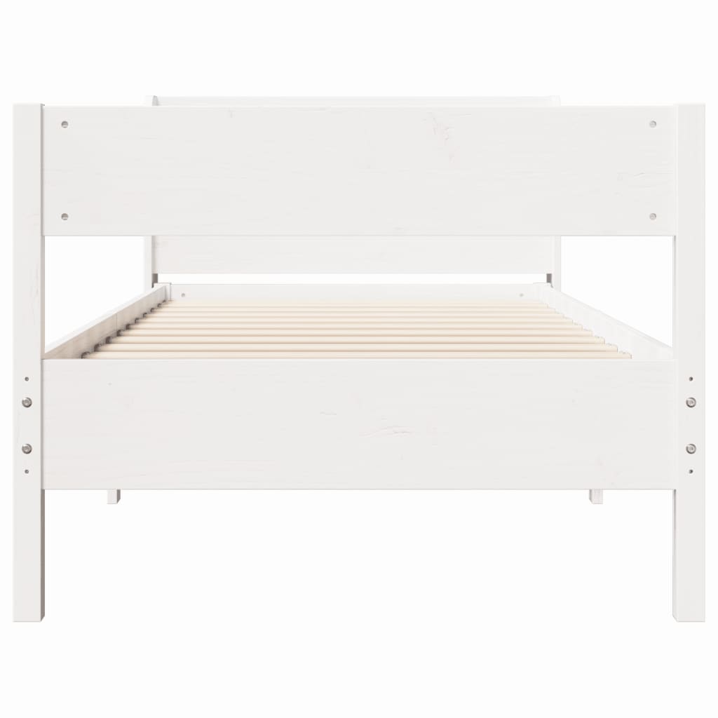 sengeramme uden madras 90x190 cm massivt fyrretræ hvid