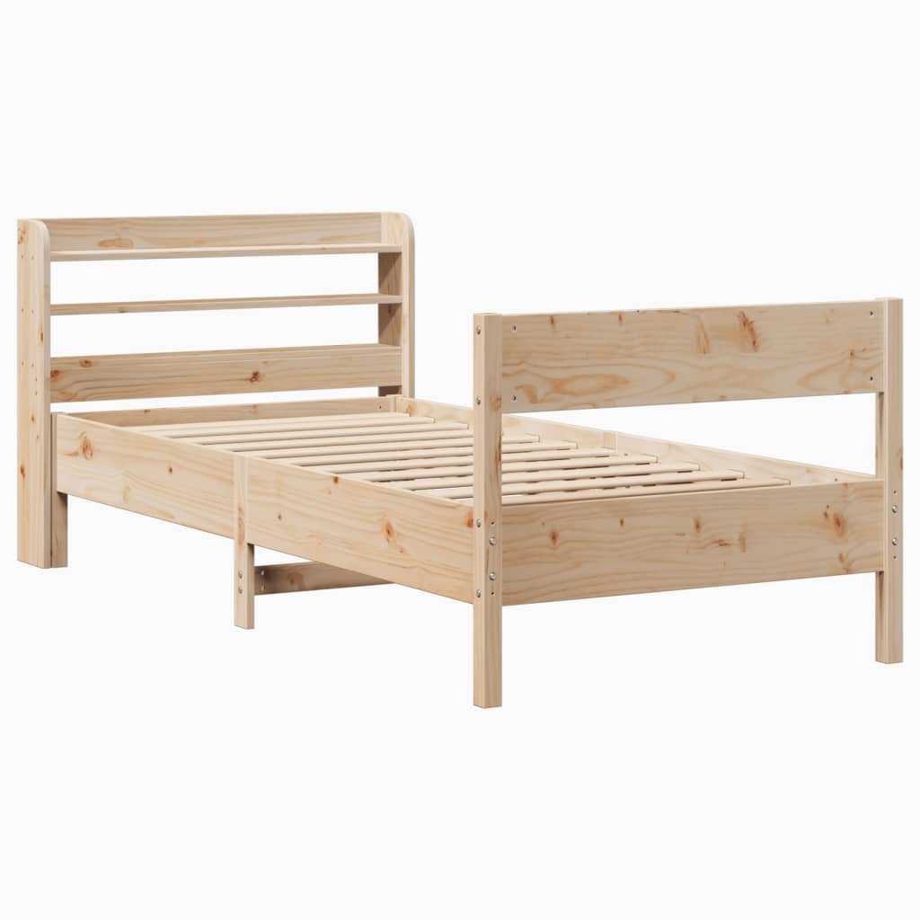 sengeramme uden madras 75x190 cm massivt fyrretræ