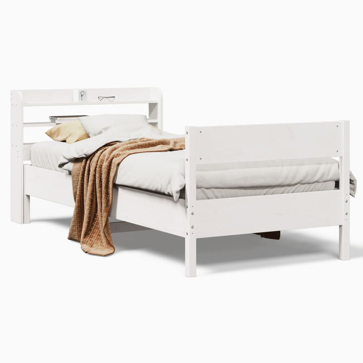 sengeramme uden madras 75x190 cm massivt fyrretræ hvid